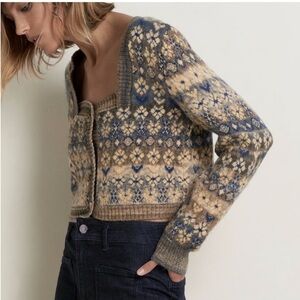 Zara Knit Jacquard Floral Sweater Jacket Medium - New with Tag